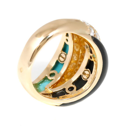 Vathtn Clthteef & Arpels Onyx Turquoise Diamond Gold Bombe Ring