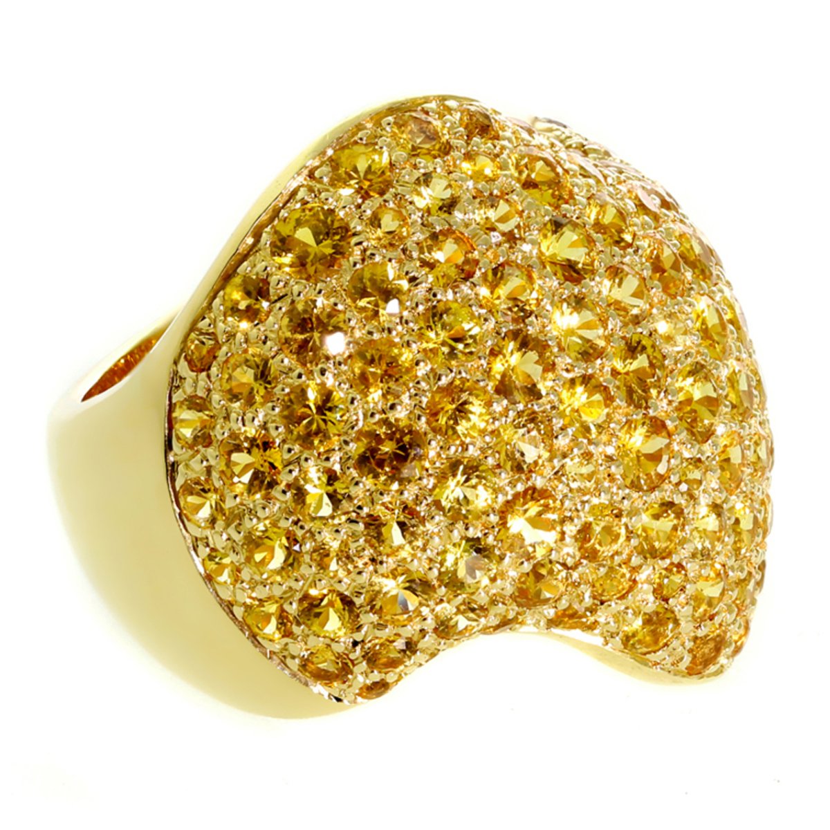 Vathtn Clthteef & Arpels Pave Golden Sapphire Gold Ring