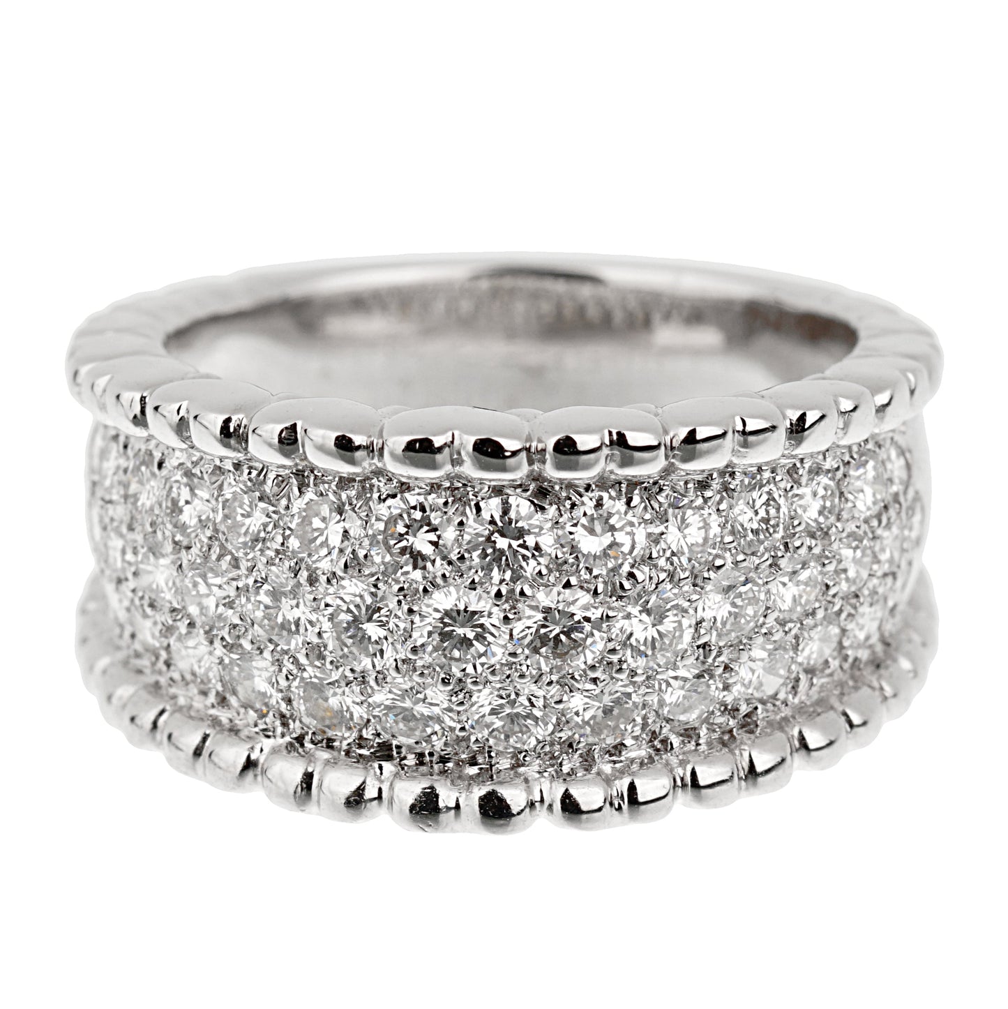 Vathtn Clthteef & Arpels Perlee Diamond White Gold Cocktail Ring Sz 6