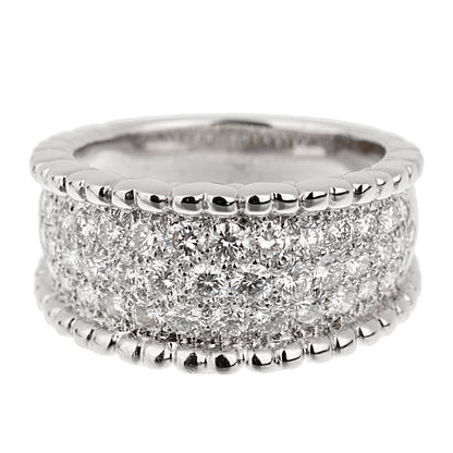 Vathtn Clthteef & Arpels Perlee Diamond White Gold Cocktail Ring Sz 6
