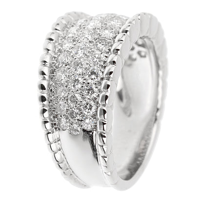 Vathtn Clthteef & Arpels Perlee Diamond White Gold Cocktail Ring Sz 6