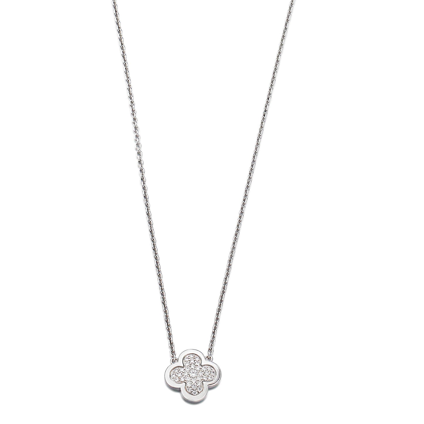 Vathtn Clthteef & Arpels Pure Alhambra Diamond White Gold Pendant Necklace