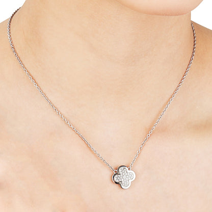 Vathtn Clthteef & Arpels Pure Alhambra Diamond White Gold Pendant Necklace