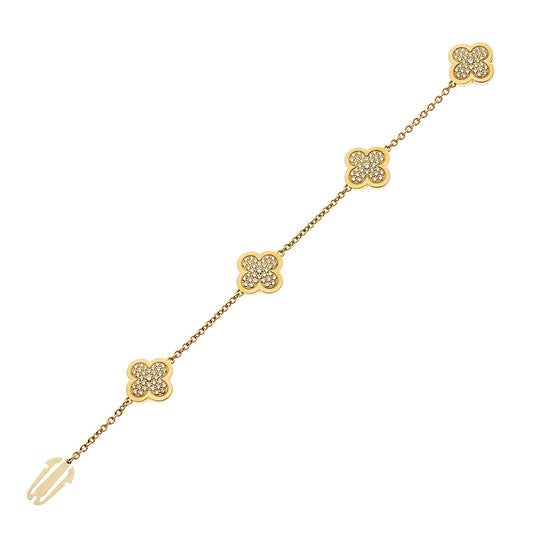Vathtn Clthteef & Arpels Pure Alhambra Diamond 18k Yellow Gold Bracelet