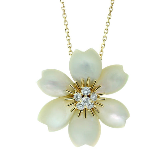 Vathtn Clthteef Arpels Rose de Noel Gold Diamond Necklace