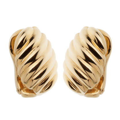 Vathtn Clthteef & Arpels Scalloped Yellow Gold Clip On Earrings