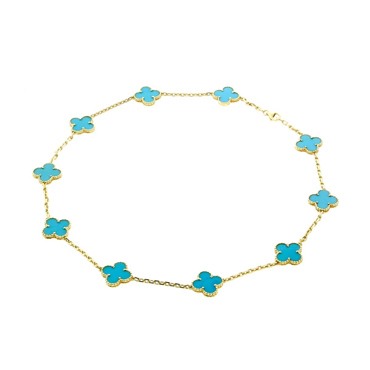 Vathtn Clthteef Arpels Turquoise Alhambra Gold Necklace