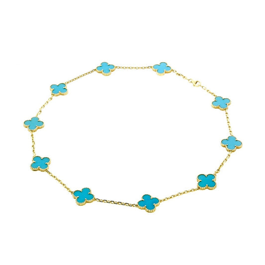 Vathtn Clthteef Arpels Turquoise Alhambra Gold Necklace