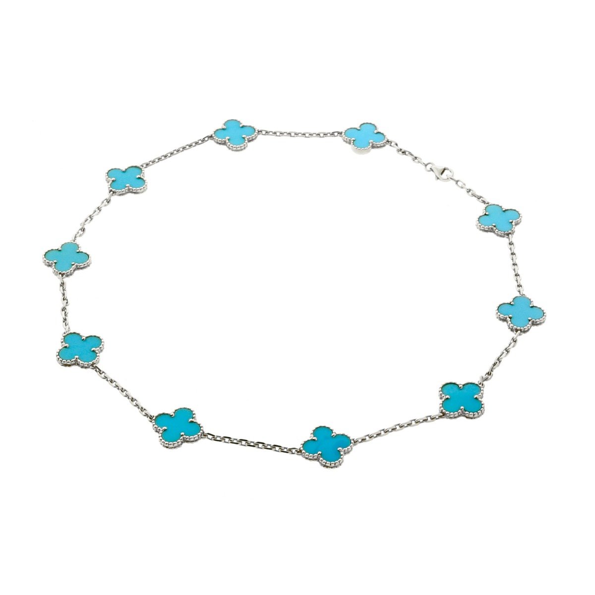 Vathtn Clthteef Arpels Turquoise Vintage Alhambra Necklace