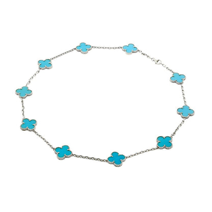 Vathtn Clthteef Arpels Turquoise Vintage Alhambra Necklace