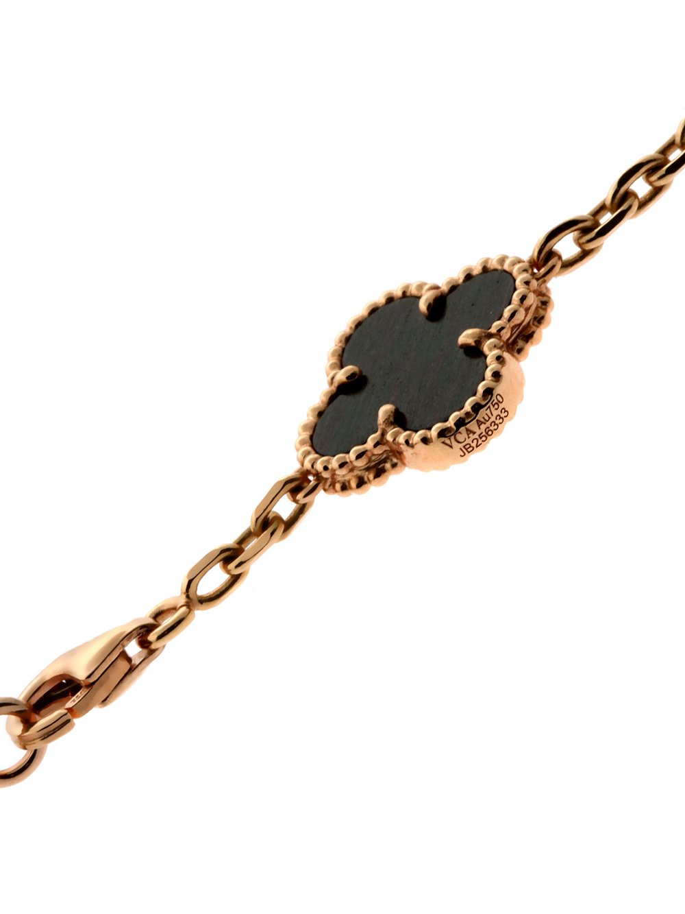 Vathtn Clthteef Arpels Vintage Alhambra Bois D'amourette Rose Gold Necklace