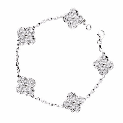 Vathtn Clthteef & Arpels Vintage Alhambra Diamond White Gold Bracelet