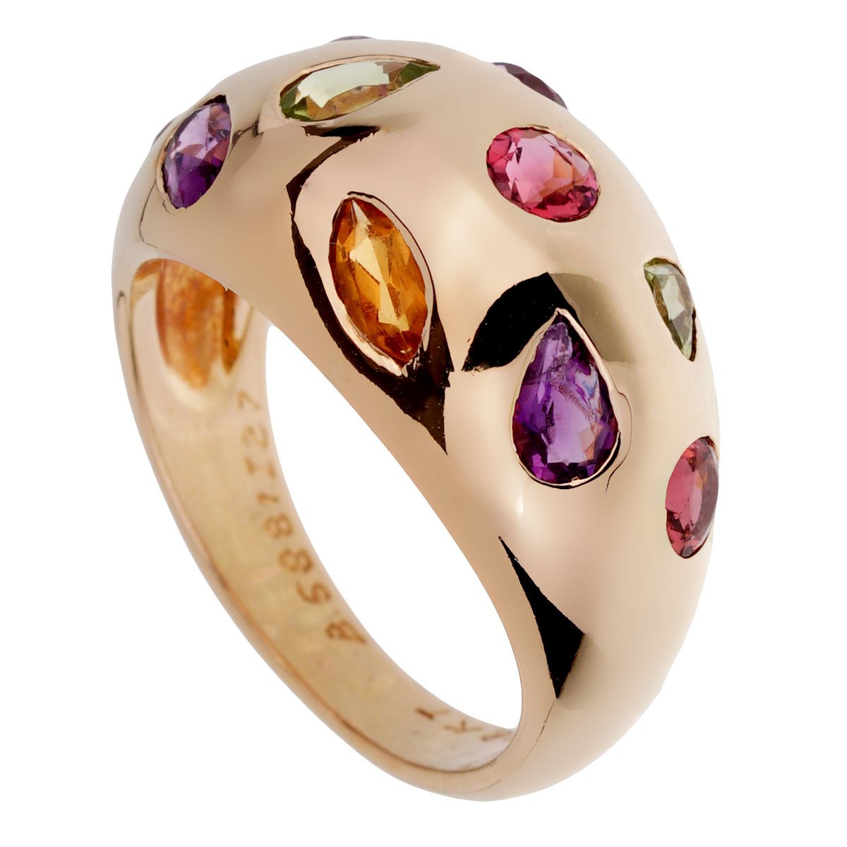 Vathtn Clthteef & Arpels Vintage Bombe Gemstone Gold Ring