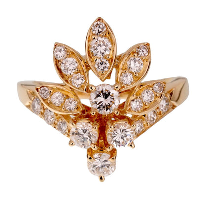Vathtn Clthteef & Arpels Vintage Diamond Cocktail 18k Yellow Gold Ring Sz 5 1/2