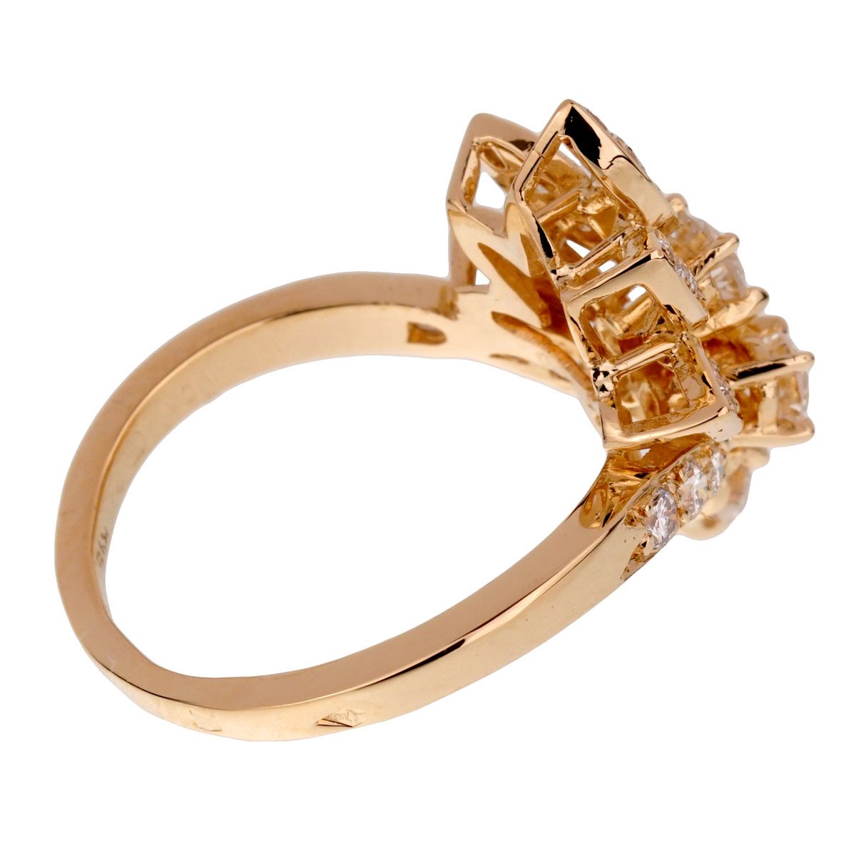 Vathtn Clthteef & Arpels Vintage Diamond Cocktail 18k Yellow Gold Ring Sz 5 1/2