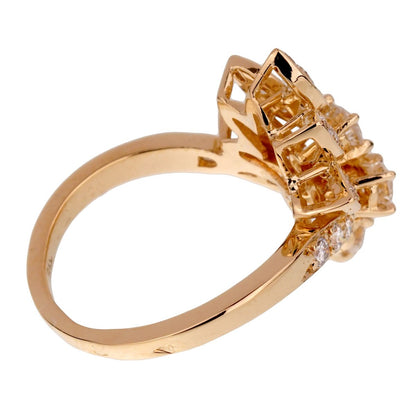 Vathtn Clthteef & Arpels Vintage Diamond Cocktail 18k Yellow Gold Ring Sz 5 1/2