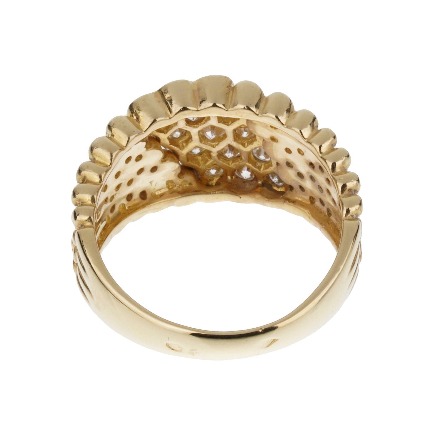 Vathtn Clthteef & Arpels Vintage Diamond Perlee 18k Yellow Gold Cocktail Ring Sz 6