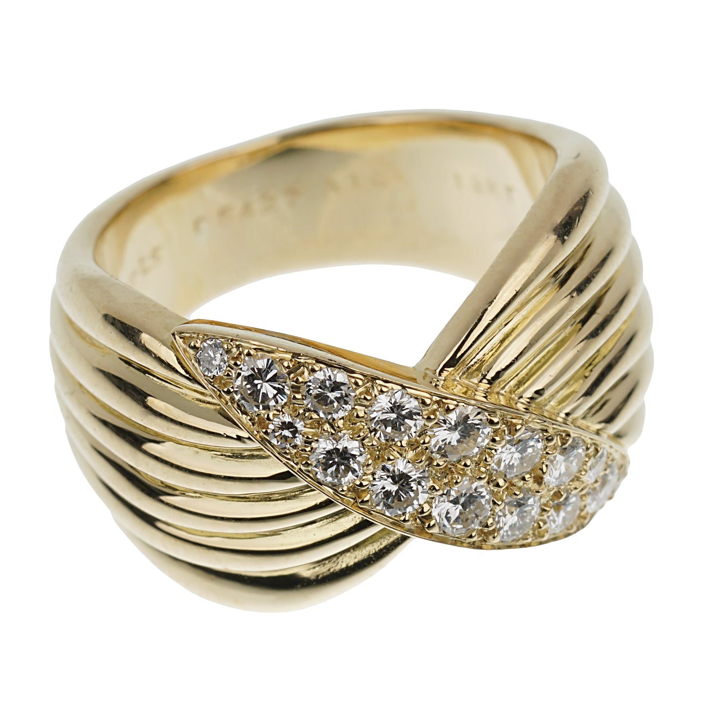 Vathtn Clthteef & Arpels Vintage Diamond 18k Yellow Gold Cocktail Ring