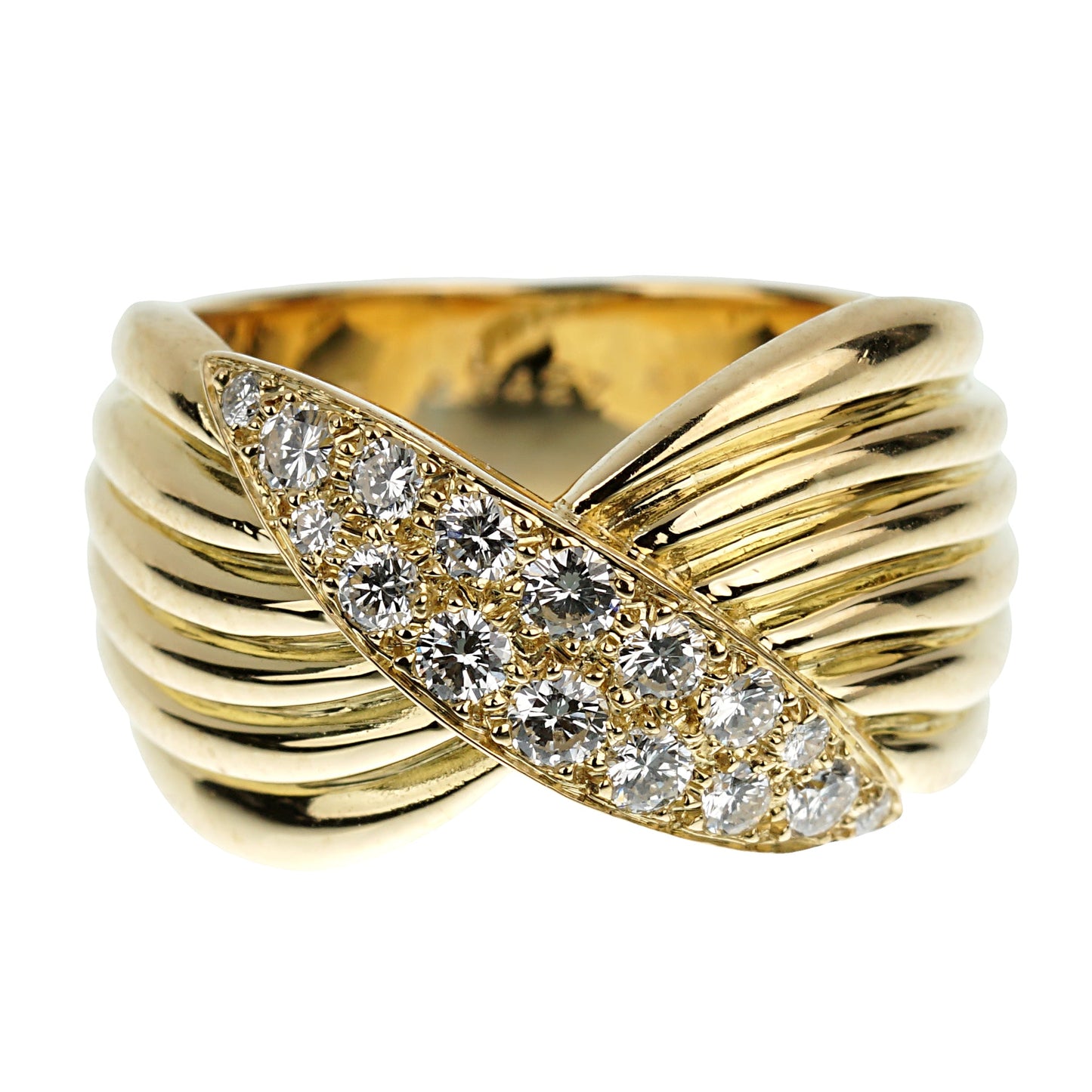 Vathtn Clthteef & Arpels Vintage Diamond 18k Yellow Gold Cocktail Ring