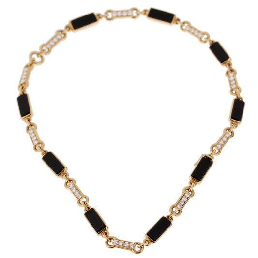 Vathtn Clthteef & Arpels Vintage Onyx Diamond Choker Gold Necklace