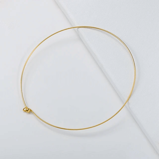 Wire Hoop Choker Gold-Plated 925 Silver Collar Necklace