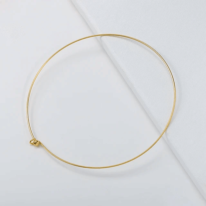 Wire Hoop Choker Gold-Plated 925 Silver Collar Necklace