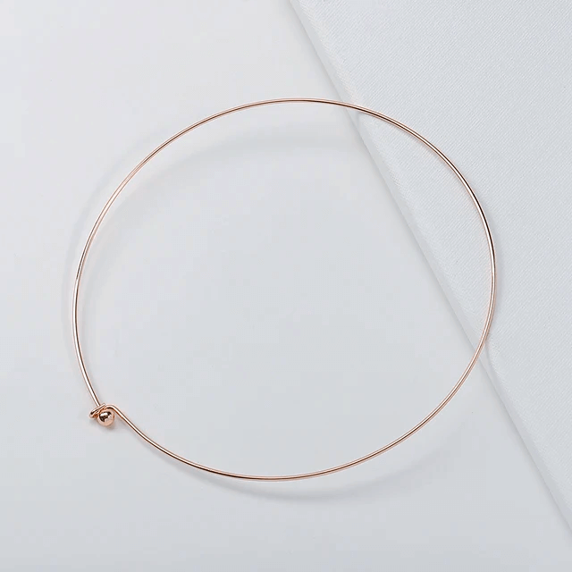Wire Hoop Choker Gold-Plated 925 Silver Collar Necklace