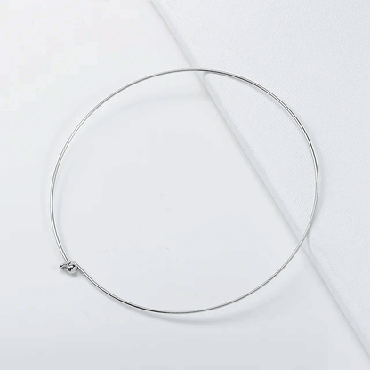 Wire Hoop Choker Gold-Plated 925 Silver Collar Necklace