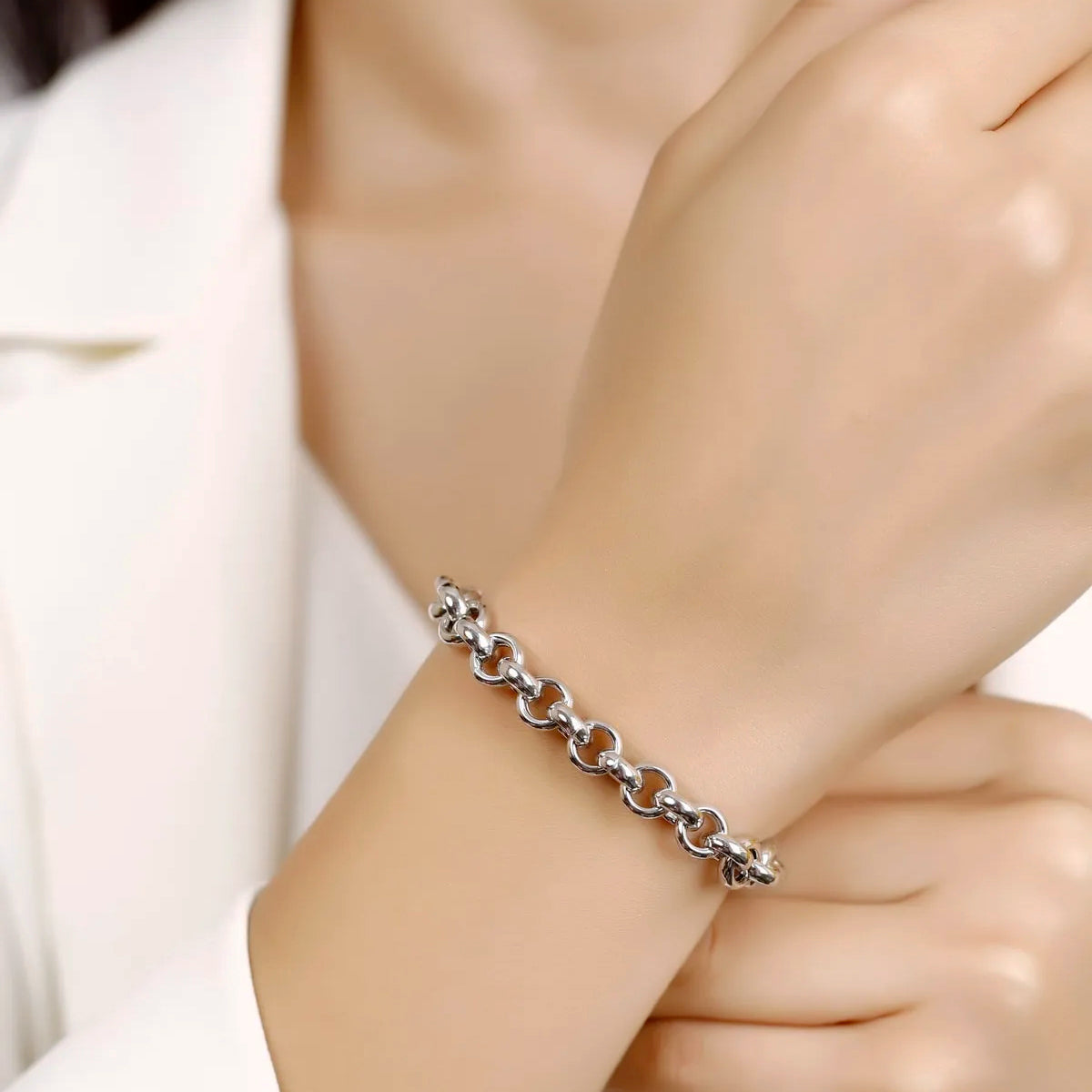 Women's 6 mm Rolo Chain Bracelet Solid Silver Jewelry