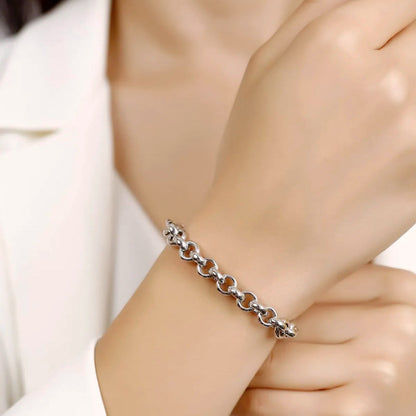 Women's 6 mm Rolo Chain Bracelet Solid Silver Jewelry