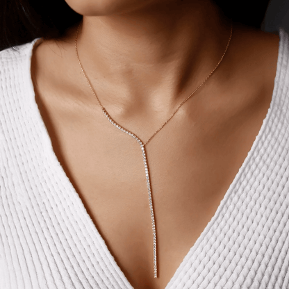White Zirconia Lariat Necklace with Waterway Drop