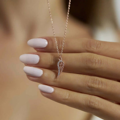Wing Charm Necklace Sterling Silver Jewelry Gift for Friend