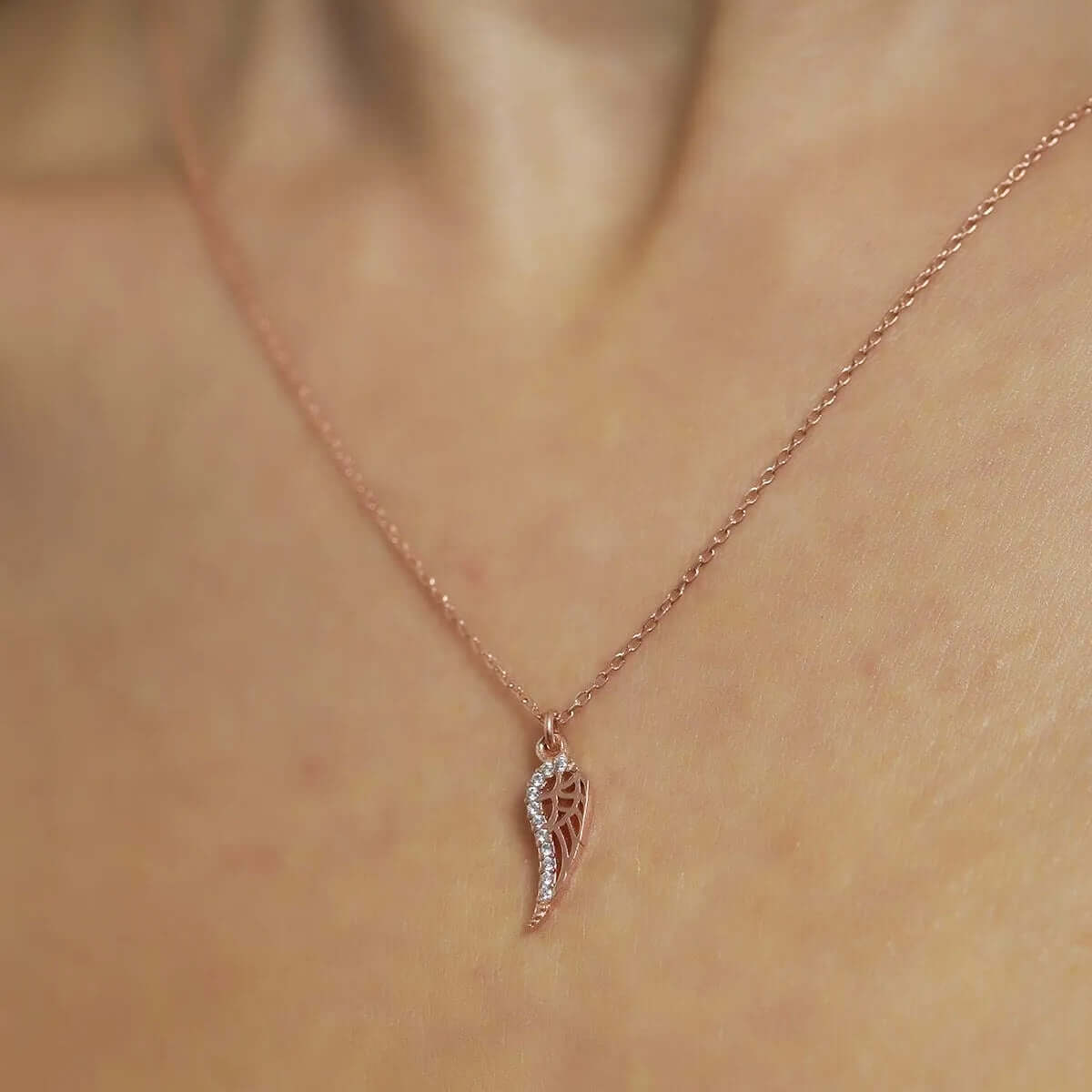 Wing Charm Necklace Sterling Silver Jewelry Gift for Friend