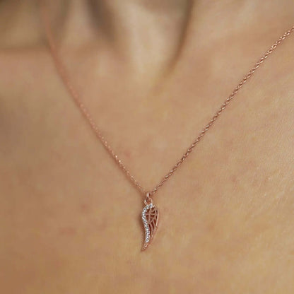 Wing Charm Necklace Sterling Silver Jewelry Gift for Friend