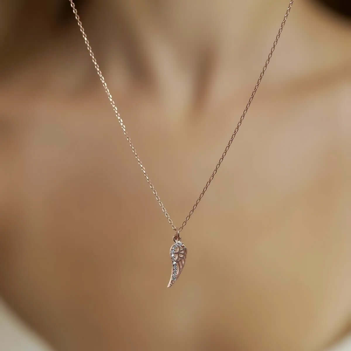 Wing Charm Necklace Sterling Silver Jewelry Gift for Friend