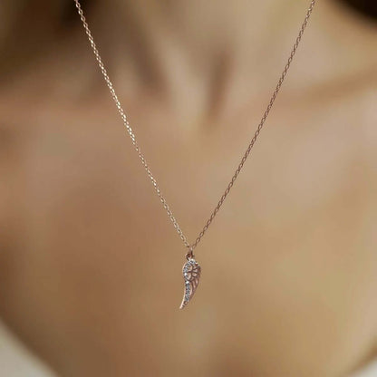 Wing Charm Necklace Sterling Silver Jewelry Gift for Friend