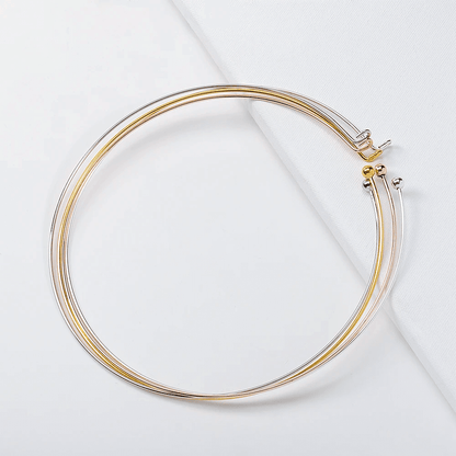 Wire Hoop Choker Gold-Plated 925 Silver Collar Necklace
