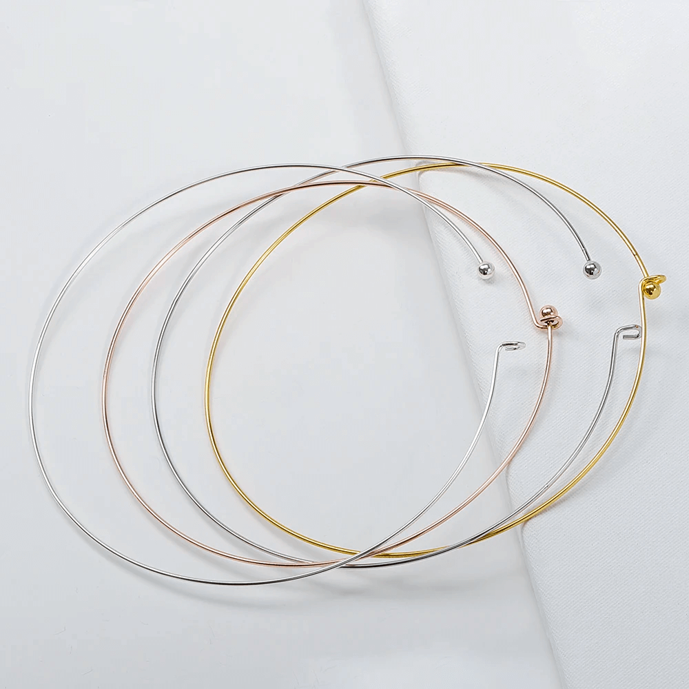 Wire Hoop Choker Gold-Plated 925 Silver Collar Necklace