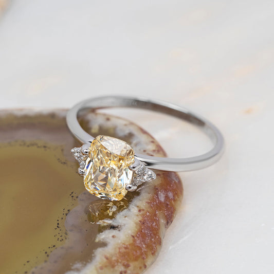 14k Gold Ring 6x8 MM Topaz & Natural Diamonds