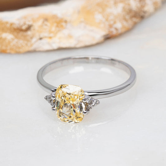 Solid Gold Ring 4.10CTW Yellow Topaz & Diamonds