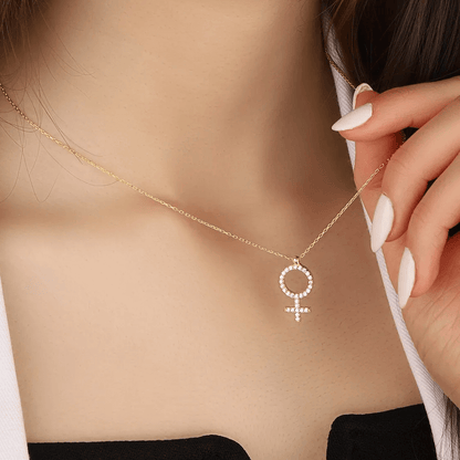 Zircon Stone Venus Symbol 925 Sterling Silver Necklace