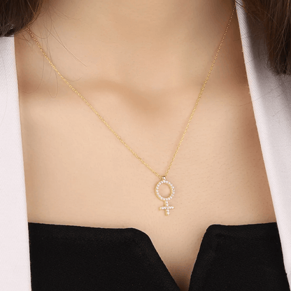 Zircon Stone Venus Symbol 925 Sterling Silver Necklace