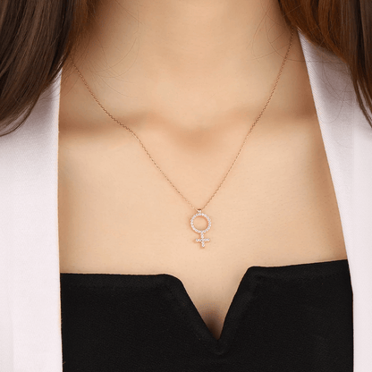 Zircon Stone Venus Symbol 925 Sterling Silver Necklace
