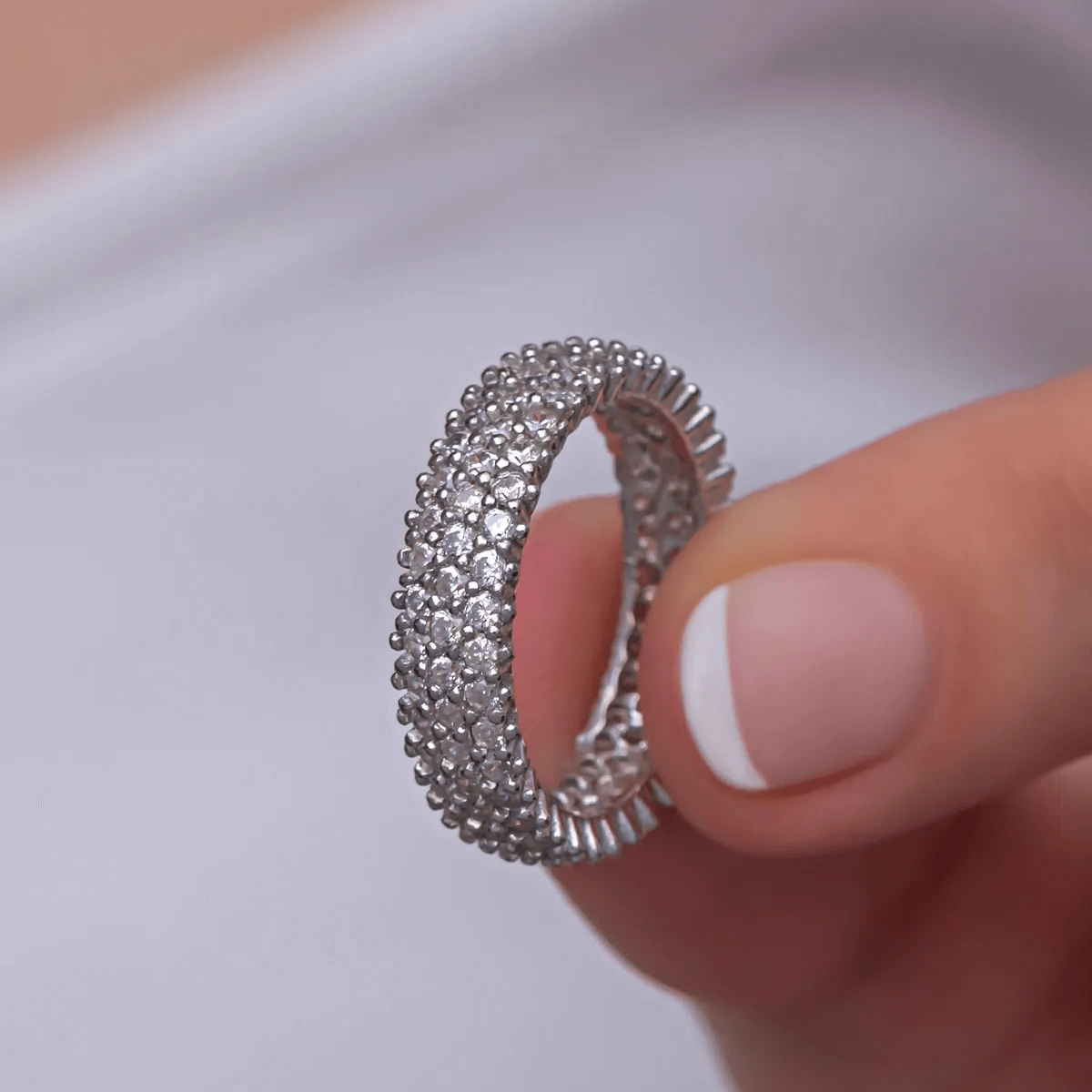 CZ Eternity Band Ring Sterling Silver Classic Jewelry