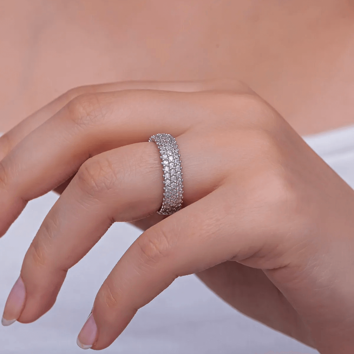 CZ Eternity Band Ring Sterling Silver Classic Jewelry