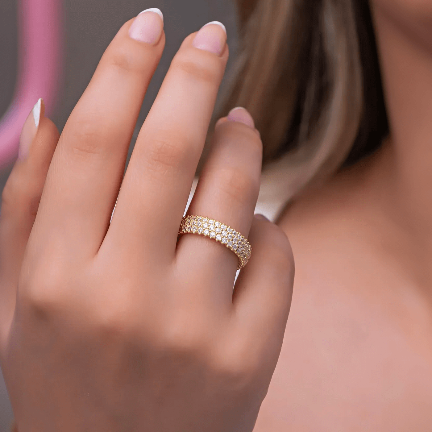 CZ Eternity Band Ring Sterling Silver Classic Jewelry