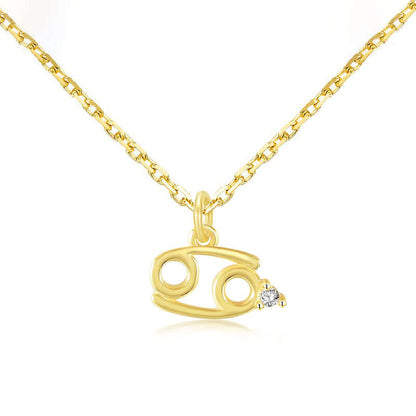 14k Solid Gold Personalized Necklace Zodiac Sign with Diamond