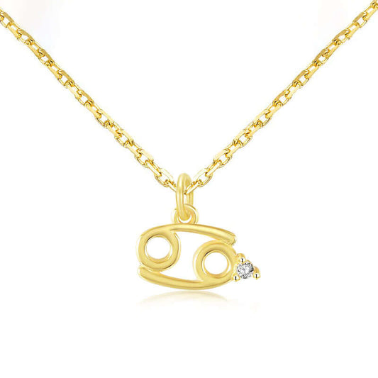 14k Solid Gold Personalized Necklace Zodiac Sign with Diamond