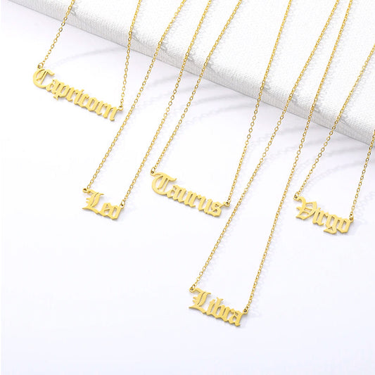 18K Gold Plated Zodiac Necklace with Chain Bestie Gift