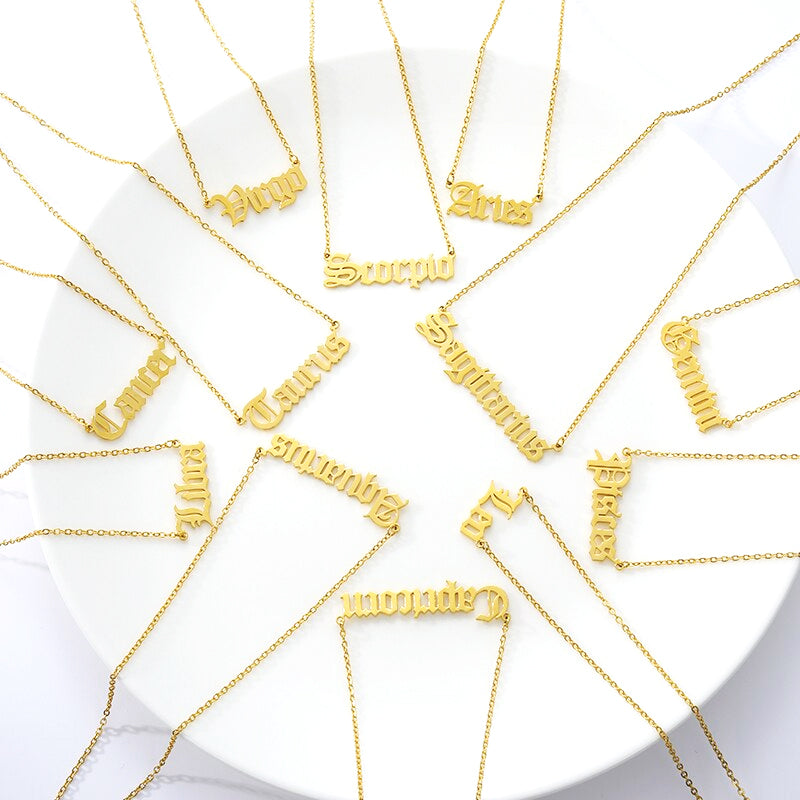 18K Gold Plated Zodiac Necklace with Chain Bestie Gift